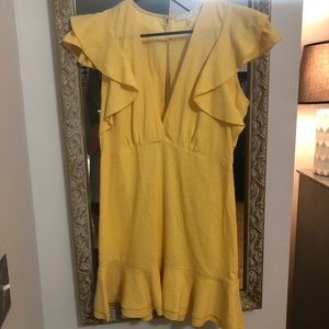 Etophe studios yellow ruffle linen dress small